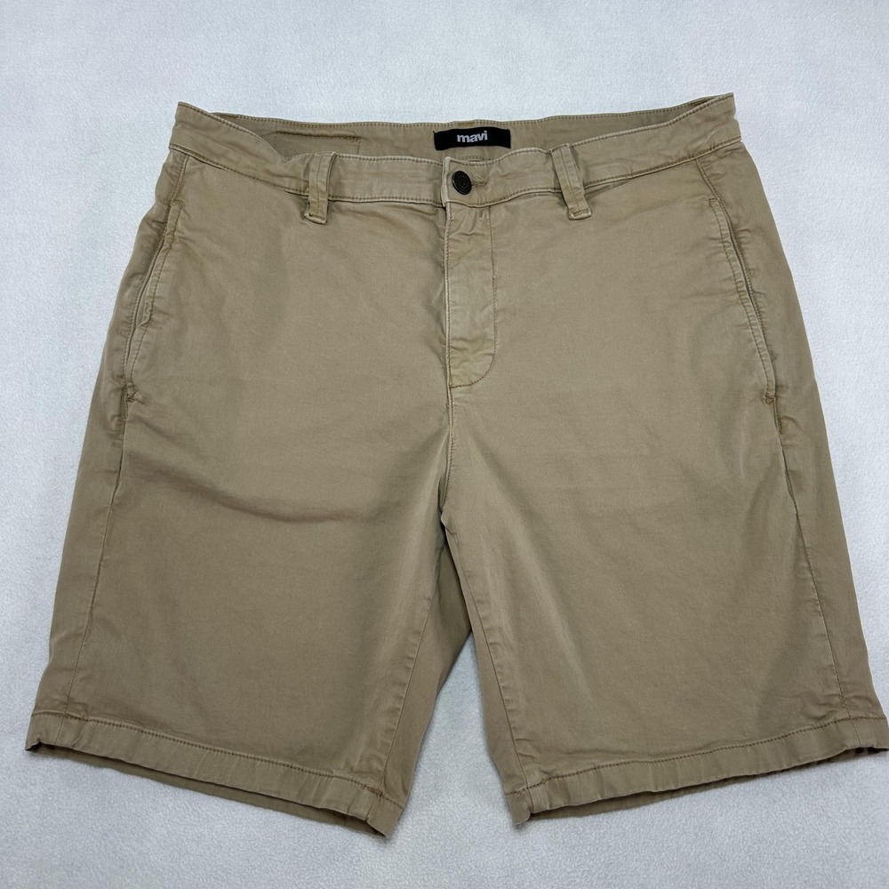 Mavi Simon Shorts Mens 36 Beige Stretch Cotton Chino Casual Flat Front Preppy